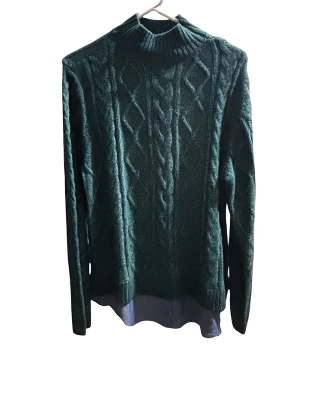 Joan Rivers Dark Green Cable Knit Turtleneck Sweater